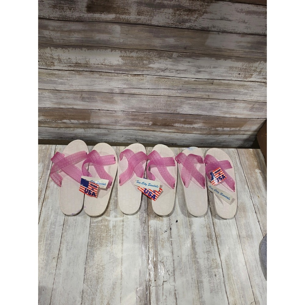 Sun City Sandals Womens Pink Jelly Cross Strap Slides Made in USA Size 7 READ